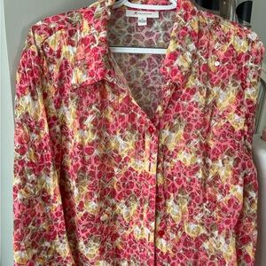 Chico's Pink and Yellow Floral Blouse